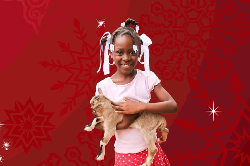 Ge bort en julklapp som gör skillnad 53 Star of Hope SE Ge bort en julklapp som gör skillnad flicka med get julbakgrund