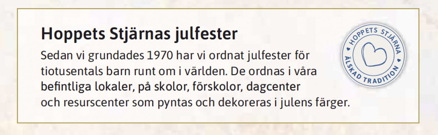 Infotext om Hoppets Stjärnas julfirande