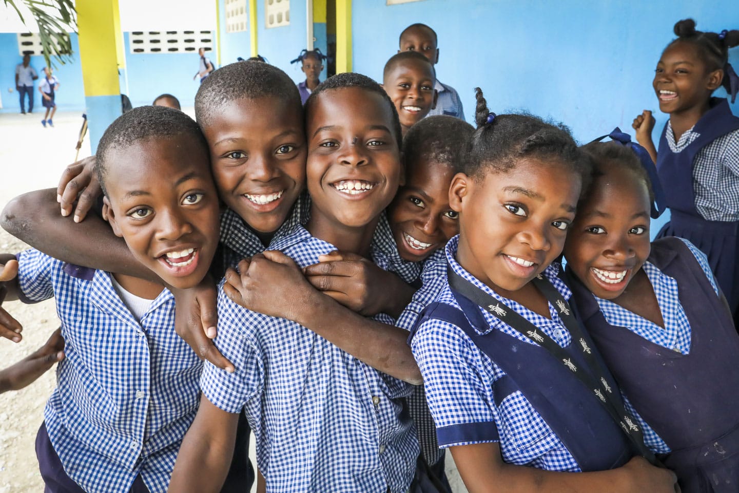 Barn i skola i Haiti